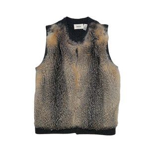 Neiman Marcus Fox Fur-Trimmed Cashmere Vest Size S
